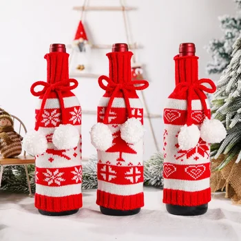 Novo Leto 2022 Božični Okraski Santa Claus Steklenico Vina Prah Pokriva Šampanjec Darila Vrečke Božič Doma Večerjo Tabela Decors