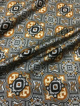 Saten Mulberry Svile Modnih Oblačil Tkanine 2021 Nove Etnične Slog Totem Geometrijske Tiskanje Težka Stretch Svilene Tkanine Vrsto