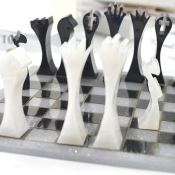 2Pcs 3D Šah Kosov Smolo Litje Plesni Komplet 3D Šah Checker Epoksi Plesni Mednarodni Šahovski Plesni Kit Smolo Umetnostne Obrti