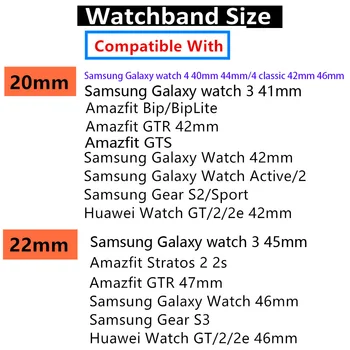 20 mm/22 mm trak Za Samsung Galaxy watch 4/classic/3 46mm/42mm 40 mm 44 Silikonsko zapestnico Huawei watch GT 2/2e/pro/Aktivna 2 band
