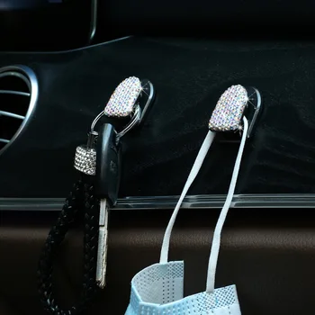 Avto Kljuke Organizator Diamond Obešalnik Za Shranjevanje USB Kabel, Slušalke Tipka za Shranjevanje Dodatne opreme Lepilo Kavljem Obešalnik