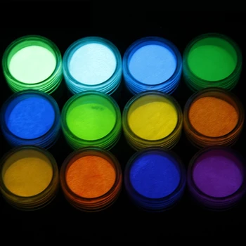 12 Barve Fluorescenčno Super Svetel Sijaj-v-Temen Pigment v Prahu DIY Nakit B85D