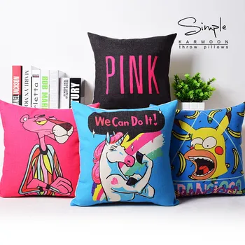 Barvita Pop Art Slikarstvo Blazine Pokrov Samorog Pikachu Pink Panther Dekorativni Vrgel Vzglavnik Darilo Home Decor Črno Modra 18