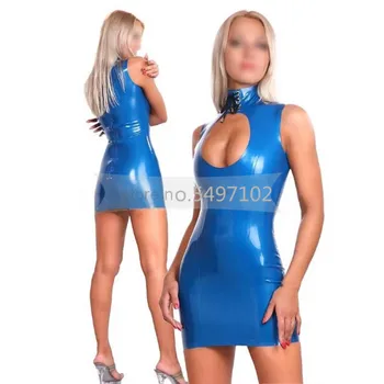Poletje obleko Modra Seksi latex obleko fetiš gume vestidos standard obleke XXXL plus velikost vroče prodaje prilagodite storitev