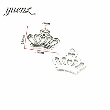 YuenZ 15pcs Starinsko Srebrne barve Krono Čare Obesek za Ogrlico DIY Nakit, zaradi Česar Ugotovitev Pribor 18*23 mm N201
