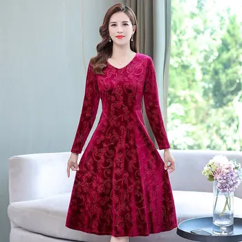 Suofun Urad Dama-Line 2021 Nova Moda za Ženske srednjih let Obleko Z Bogato Ženo Tujih Stil Pomlad Jesen Mati Obleko