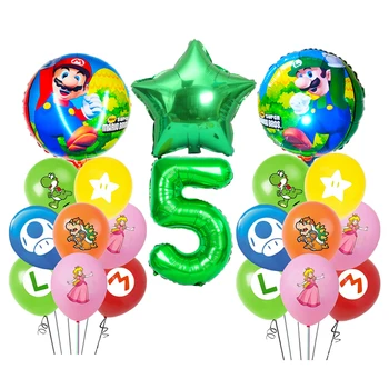 1 nastavite Super Mario brat Baloni 1 2 3 4 5 6 let število Balon Fant Dekle Rojstni dan Mylar, Modro, Rdečo Balon Dekor
