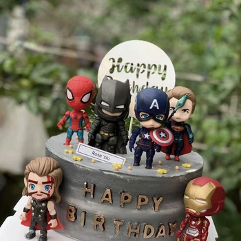 6 Kos Marvel Super Junak Torto Dekoracijo Rojstni Dan Torta Dekoracijo Plastičnih Spiderman Superheroj, Iron Man, Captain America Dekoracijo