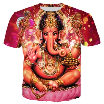 2021 Novo Ganesha Modna Športna T Majica Hindujski Bog Modrosti 3D Tiskanih Moški Ženske Vrhovi Harajuku Ulične Prevelik T-shirt