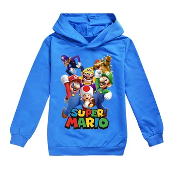 Super Mario Hoodies za Teen Dekleta Otrok Dolgimi Rokavi Dojenček Boys Vrhovi Otroci Smešno Oblačila Bros Risanka Majice, Jopice