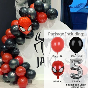 1set Spiderman Baloni Nastavite 32inch Številko Folija Balon Superheroj Rdeče Black Latex Ballon Otroci Rojstni dan Ozadje Dekoracijo