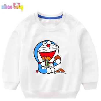 2021 Otroci Jeseni Hoodies Malčka Fantje Dekleta Doraemon Risanka Otroci Sweatshirts Outwear Dolg Rokav, Bombaž Vrhovi Na Debelo