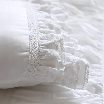 Super Luksuzne bele čipke ruffle kvadratnih vzglavnik poroko dekorativna posteljnina tekstilne kavč blazino princesa blazine pokrov prodaje