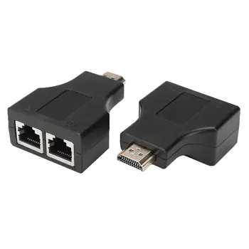 2pcs Dvojno RJ45 Adapter Pretvornik Mačka 5/6 UTP LAN Ethernet 1080P HDMI je združljiv Extender Pretvornik Napajalnik za HDTV HDPC PS3 STB