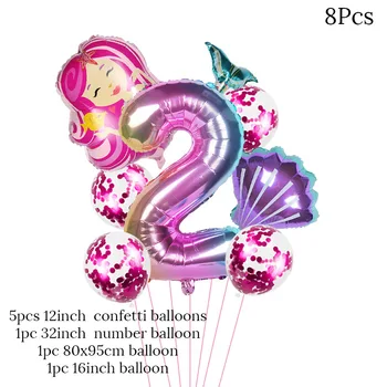 8pcs deklica stranka folija baloni z 32inch gradient Število mestno balon kroglice helij trebušaste morska deklica Rojstni dan globos