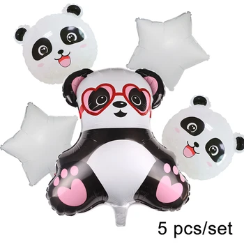 1Set 30 Inch Black Število Risanka Panda Folija Baloni Otroci Rojstni dan Dekoracijo Živali Panda Trebušaste Golbos Fant Igrače Žogo