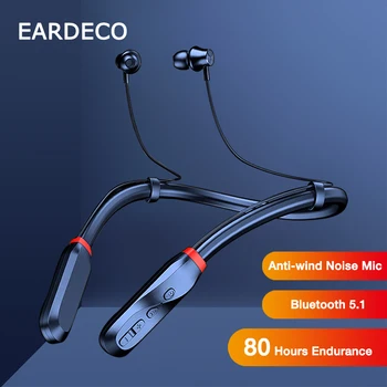 EARDECO 80 Uro Predvajanja Bluetooth Slušalke Bas Brezžične Slušalke Neckband 5.1 Slušalke z Mikrofonom Šport, Glasbo, Slušalke Stereo