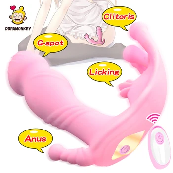 Brezžični Klitoris Nosljivi Vibrator za Ženske z vibriranjem Toplote Dildos Klitorisa Anus Stimulacije Jezika Lizanje Vaginalne Masaža Seks Igrače