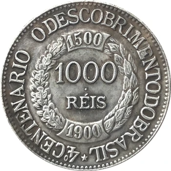 1900 Brazilija 1000 Reis kovancev IZVOD