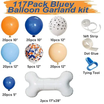 117pcs Modra Oranžna Psi Birthday Balon Garland Pes Tačko Natisnjene Latex Baloni Arch Za hišne živali, Rojstni dan Dekor Ponudbe