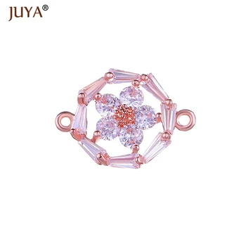 Nakit ugotovitve komponente luksuzni kubičnih cirkonij kristalni cvet priključki za diy ženske zapestnice ogrlica dodatki darilo