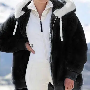 Prevelik Sherpa Pulover Ženske Zimske Hooded Jopico Plus Velikost 5XL Puhasto Teddy Plašč Barva Priložnostne Toplo Ulične