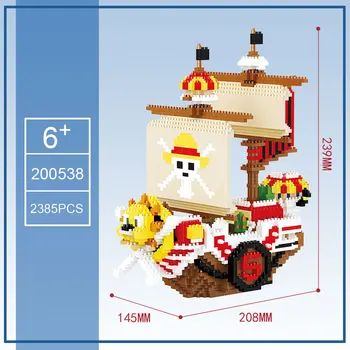 2385pcs+ Tisoč Sunny Mini Opeke Enem Kosu Pirati Ladje Številke 3D Model Anime Mikro Gradnik Igrača Za Otroke Darilo za Rojstni dan