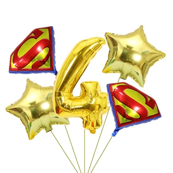 5 kos Superman logo aluminija balon Baby tuš število balon fant Otrok srečen rojstni dan dekoracijo otrok Igrača balon