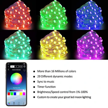 10m 100 RGB LED Luči Niz Bluetooth, združljiva APP Nadzor Sinhronizacija Glasbe, Luči, Okraski za Božično Drevo Luči Odlikovanja