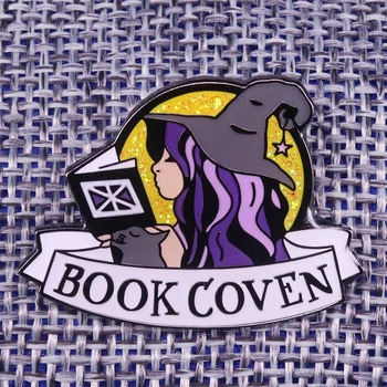 Knjiga Coven Emajl Pin Witchy Čarobno Broška Bookish accessoriesReading Ljubitelje Darilo