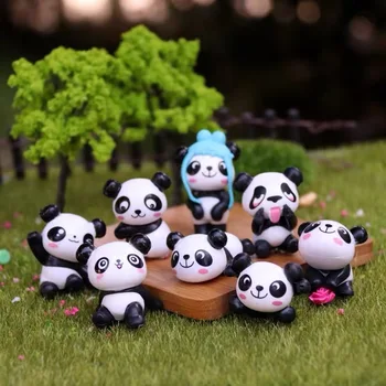 8pcs Srčkan Panda Moss Mikro Krajine DIY Miniaturne Figurice za Dekoracijo PVC Smešno Panda Dojenčki Ornament Pravljice Miniaturni Vrt