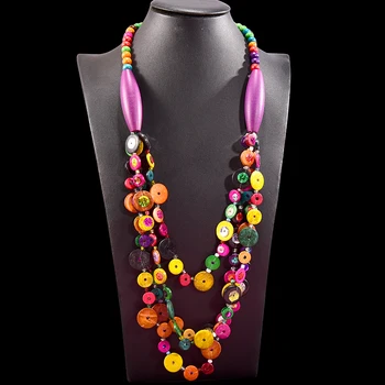 UDDEIN Bohemian etnične ogrlica za ženske multi plasti lesa izjavo dolgo ogrlico & obesek vintage nakit, ročno jewellry