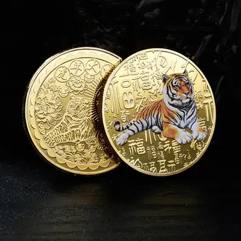 2022 Novo Leto Na Kitajskem Tiger Leto Original Spominski Kovanec Bimetal Zbirka Kitajski Zodiak Tiger Leto Kovancev Dekoracijo Obrti