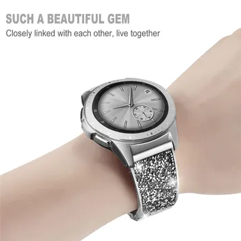 20 mm, 22 mm, Diamant kovinski trak Združljiv s Samsung watch 3 46mm/Huawei GT/Amazfit 47mm Zamenjava zapestnica za Aktivno 2 band