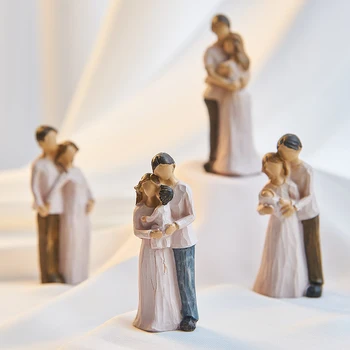 Miniaturne Figurice Družino Številke za Dekoracijo Doma Starši Otrok Smolo Sclupture Obrti Namizni Božično Darilo za Družino