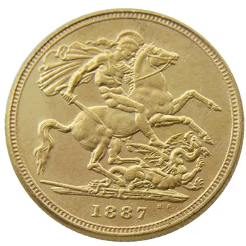 UK 1887 Queen Victoria Velika Britanija 1 Suvereno pozlačeni Kopija Kovanca