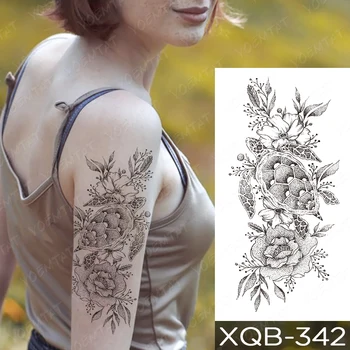 Prenos Nepremočljiva Začasno Rokav Tatooo Nalepke Peony Cvetlični Vzorec, Metulj Slon Tatoo Body Art Ponaredek Tattoo Človek Dekle