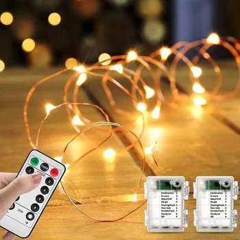 LED Niz Luči z Daljinskim upravljalnikom Baterija Upravlja Pravljice Luči 8 Način Nepremočljiva Zvezdnato Lučka Za svate Božič Decro