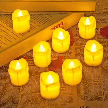 Halloween 6Pcs Svetlobo Bele sveče za dekoracijo Varno Svetlobni Okrasni Plastičnih Obletnico Brezplamensko Sveče, LED Stranka Svetlobe