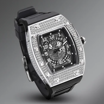 Edinstveno Arabsko Mens Ure Top Blagovne Znamke Luksuzni Samodejna Datum Črne Gume Watch Moških Kvarčne Ročne Ure Bleščeč Diamant Moška Ura