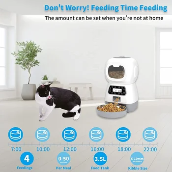 Samodejno Mačka Podajalnik,Wi-Fi Omogočeno Pametne Hišne Podajalnik za Pse in Mačke Auto Pasje Hrane Razpršilnik z Glasovnim upravljanjem