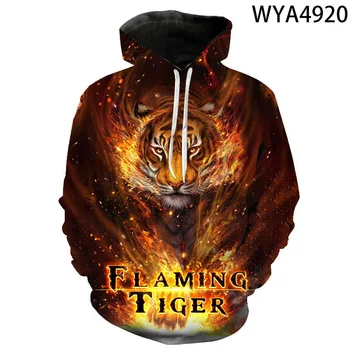 Tiger 3D Hoodies Moški, Ženske, Otroci in Modnih Dolg Rokav Tiskanja Živali Sweatshirts Kul Fant, Dekle, Pulover, Oblačila