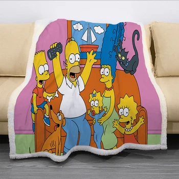 Springfield Simpsones Družino Plišastih Odejo, Vrgel na Kavč Postelja Kritje Eno Dvojna Posteljnina Baby Fantje, Dekleta, Otroci Darilo