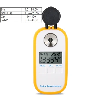 Digitalni Alkohola Refraktometer Brix 0-50% Alkohola 0-22 VOL.%, KMW 0-25% Oe 0-150 Sladkorja Grozdja Koncentracija Meter trgovina na Drobno Polje