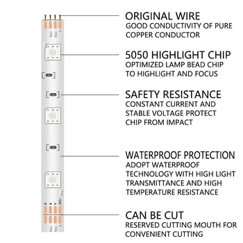 5M 10 M 15M LED trak svetlobe 12V WIFI Smart control RGB luces led luči trakovi 5050SMD Prilagodljiv trak lučka nepremočljiva Razsvetljavo