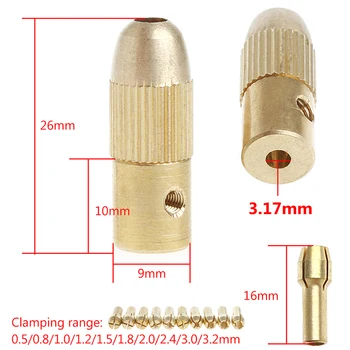 1 Nastavite 3.17 mm+10Pc 0.5-3.2 mm Micro Twist Ročno Vrtanje Kit Chuck Električni Drill Bit Collet