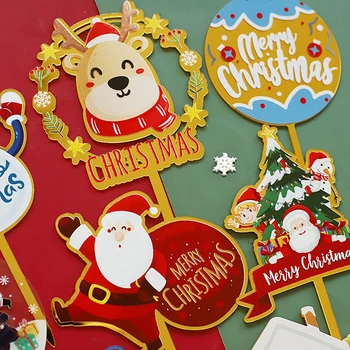 Vesel Božič Santa Claus Akril Torto Pokrivalo Antler Snežinka Okraski Stranka Pecilni Dobave Ljubezen Darila