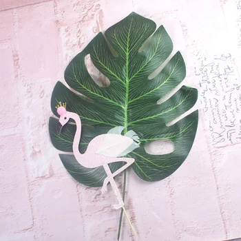 Flamingo Zelenih Listov Happy Birthday Cake Pokrivalo Cupcake Okraski Rojstni Dan Peko Dekoracijo Baby Tuš Poročne Dekoracije