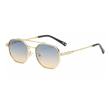 HBK sončna Očala za Moške 2022 Luksuznih Modnih Kvadratnih Retro sončna Očala Dame Majhno Octagonal Kovinski Visoke Kakovosti Poligon Black Gafas