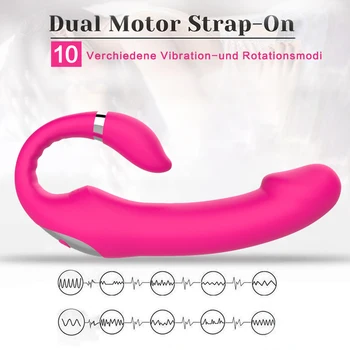Strapon Dildo, Vibrator za Ženske Dvojno Penetracijo Vibrator brez naramnic Strapon za Lezbijke Vrtenja Vibrator Sex Igrače za Par